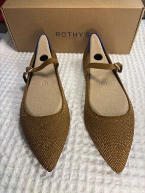 Rothy's Pointed Mary Jane Flats in Bronze